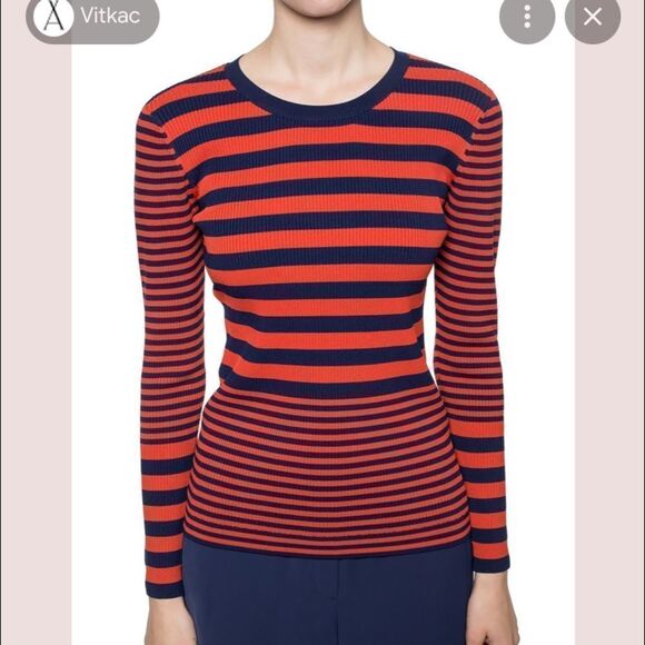 MICHAEL KORS Striped Stretch Ribbed-knit Sweater NEW - Picture 2 of 8